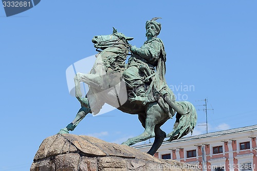 Image of Equestrian statue (monument) of Hetman Bogdan Khmelnytsky in Kiev, Ukraine