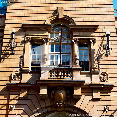 Image of old windon in england london brick and glass the wall 