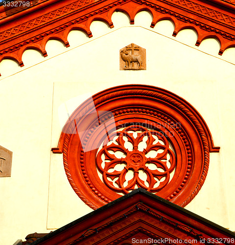 Image of rose window  italy  lombardy     in  the barza   old   church  b