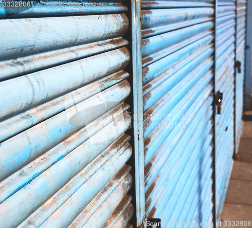 Image of blue abstract metal in englan london railing steel and backgroun