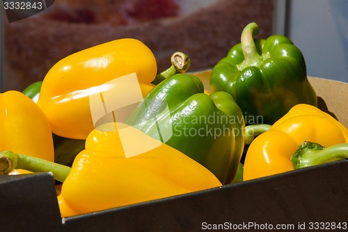 Image of green and yellow peppers