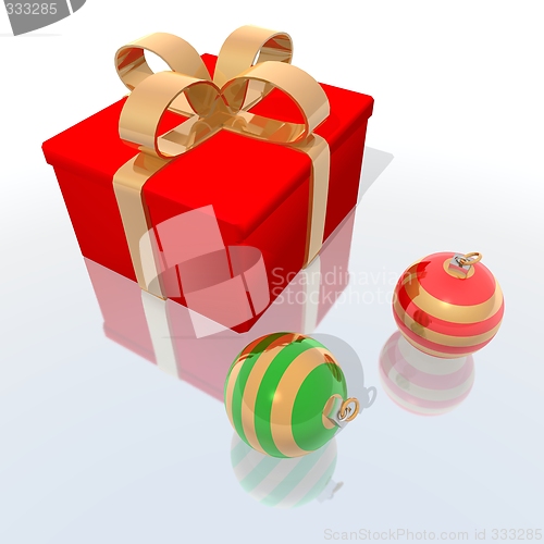 Image of gift and christmas balls