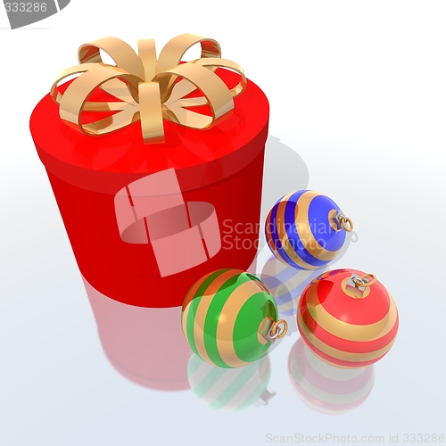 Image of gift and christmas balls