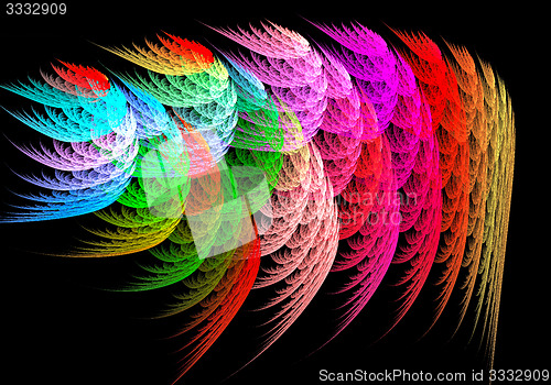 Image of Fractal image in the form of feathers of a magical bird.