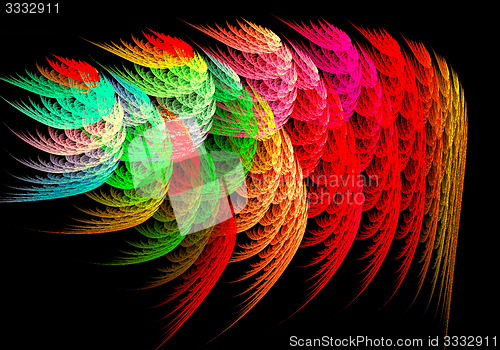 Image of Fractal image in the form of feathers of a magical bird.