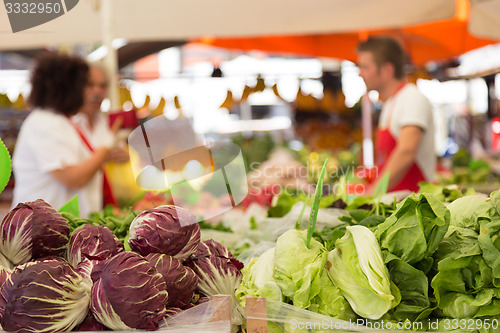 Image of Vegetable market stall.