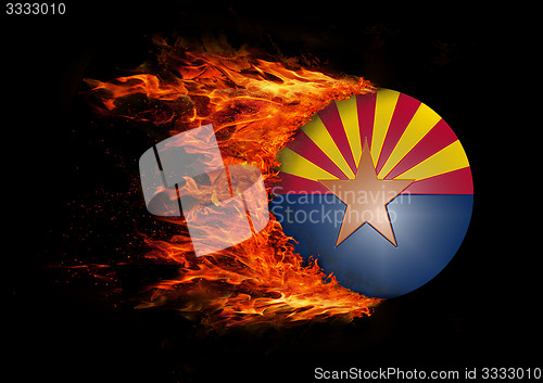 Image of US state flag with a trail of fire - Arizona