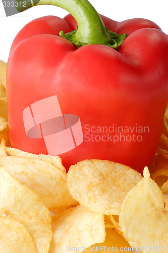 Image of Red paprika with potato chips