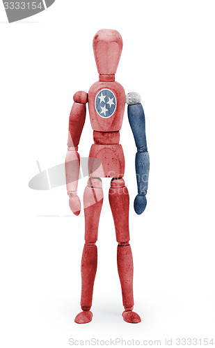 Image of Wood figure mannequin with US state flag bodypaint - Tennessee
