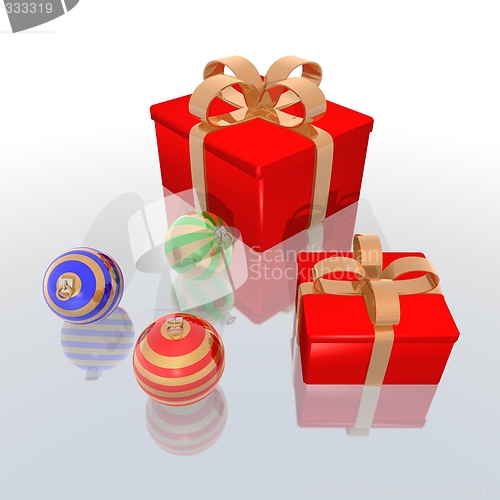 Image of Christmas gifts and balls