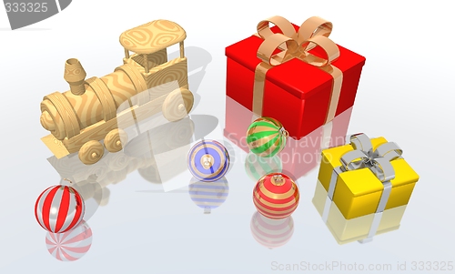 Image of Christmas gifts and balls