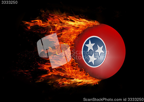 Image of US state flag with a trail of fire - Tennessee