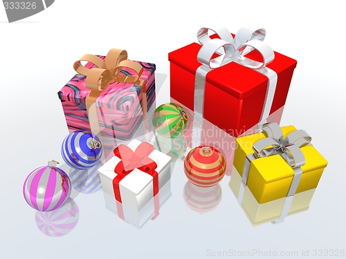Image of Christmas gifts and balls