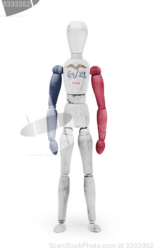 Image of Wood figure mannequin with US state flag bodypaint - Iowa