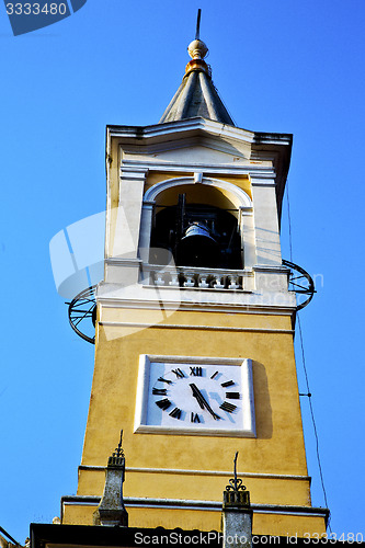 Image of in cislago old abstract    italy   the   wall  and church tower 