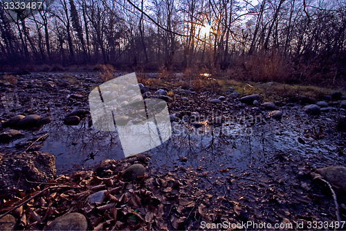 Image of stone rock autumn lake 