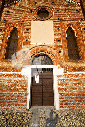Image of  church  in  the parabiago  old   closed brick tower  italy  lom