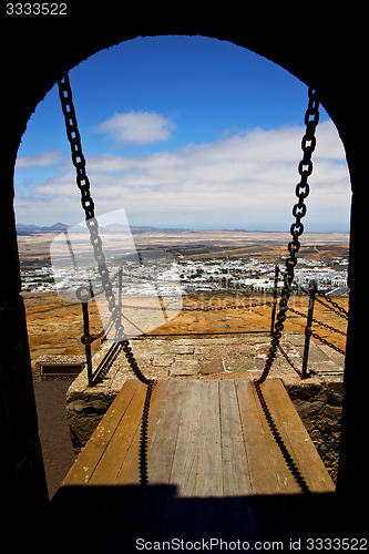 Image of drawbridge  lanzarote  ower and door  in teguise arrecife