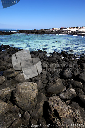 Image of in lanzarote spain   pond  coastline and summer 