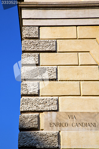 Image of milan  in italy old church concrete wall  plate sky