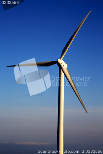 Image of  wind turbines and the sky in  isle of lanzarote spain 