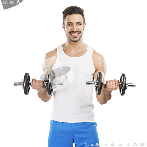 Image of Athletic man lifting weights