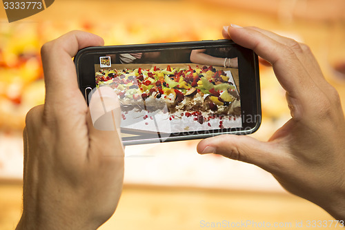 Image of Taking a picture of the dessert