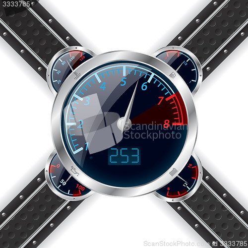Image of Analog rev counter with digital speedometer