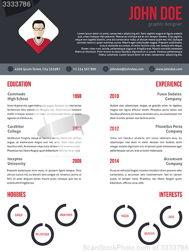 Image of New cv resume template in red and dark gray