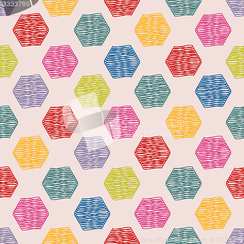 Image of Scribbled hexagon color pattern