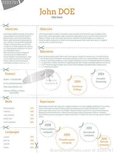 Image of Cv resume template with cutable categories