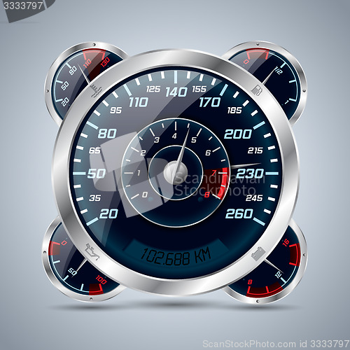 Image of Speedometer with rev counter and other instruments