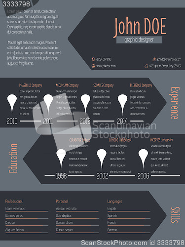 Image of Modern cv resume with cool dark arrows