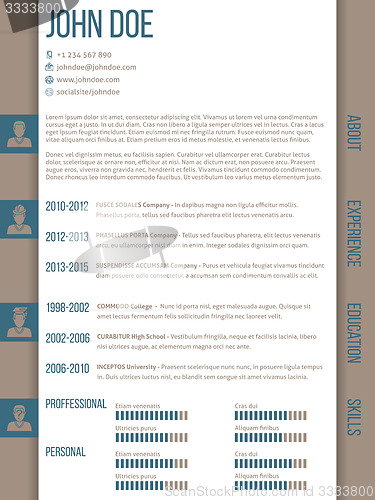 Image of Cv resume template with side categories