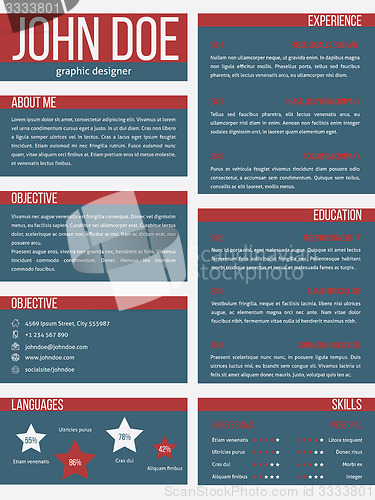 Image of New resume cv template with separate categories