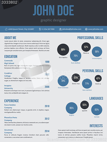 Image of New cv resume template in blue and dark gray