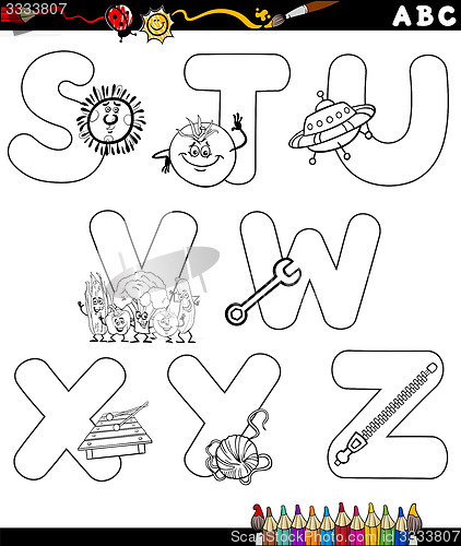 Image of cartoon alphabet coloring page