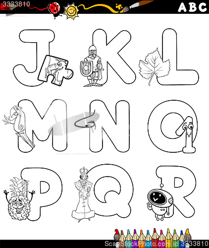 Image of cartoon alphabet coloring page