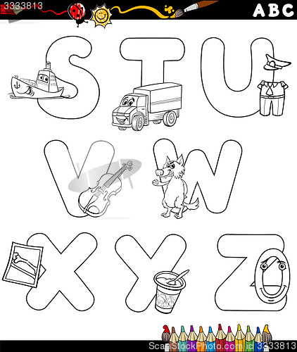 Image of cartoon alphabet coloring page