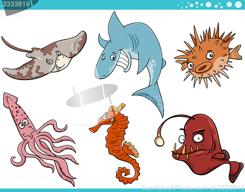 Image of sea life animals cartoon set