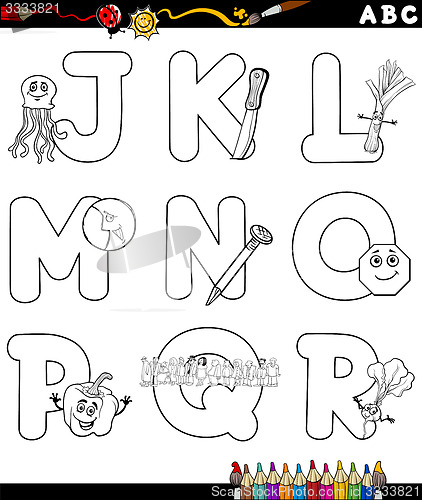 Image of cartoon alphabet for coloring book