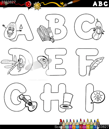 Image of cartoon alphabet coloring page