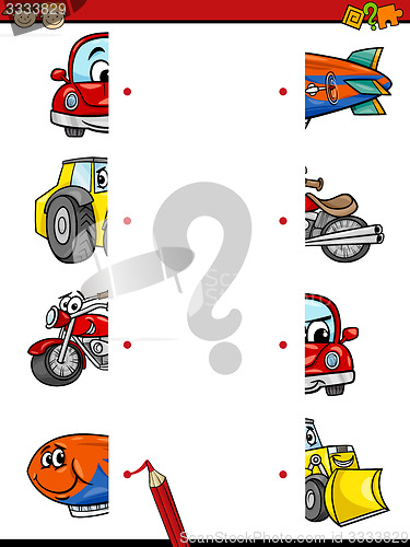 Image of education matching game cartoon