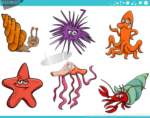 Image of sea life animals set cartoon illustration