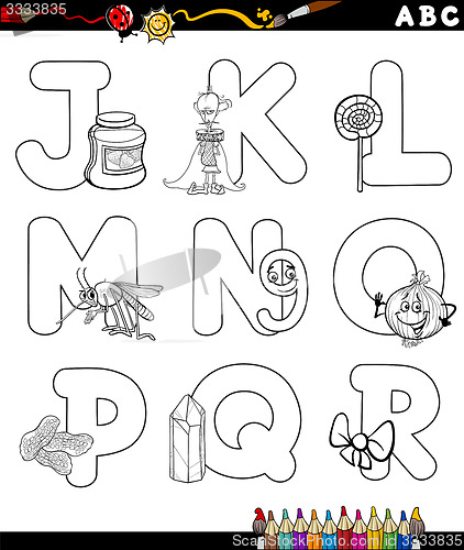 Image of cartoon alphabet for coloring book