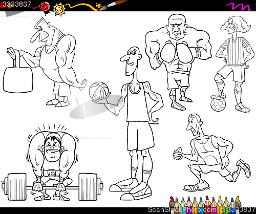 Image of sportsmen cartoon coloring page