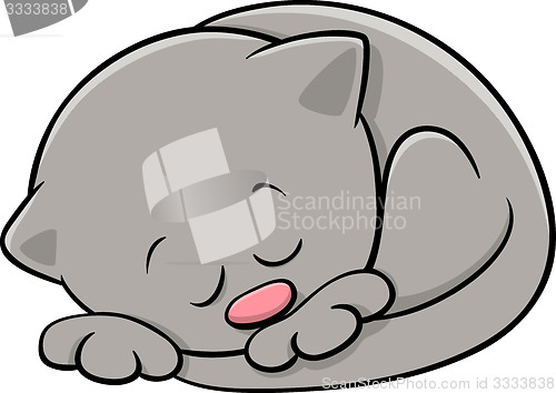 Image of sleeping kitten cartoon illustration