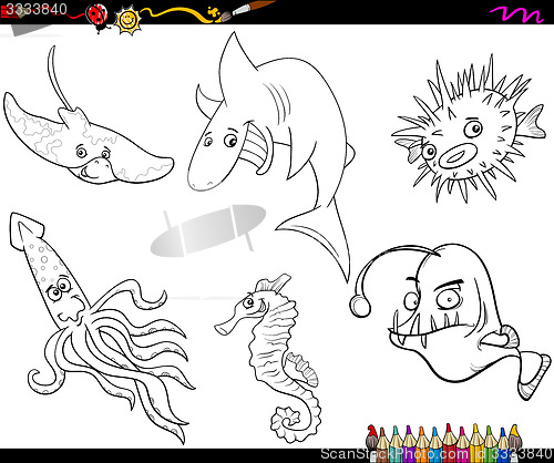 Image of sea life cartoon coloring page