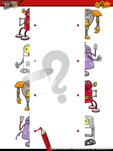 Image of education halves join cartoon game