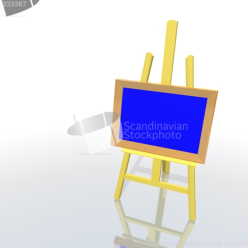 Image of wooden easel and frame painting